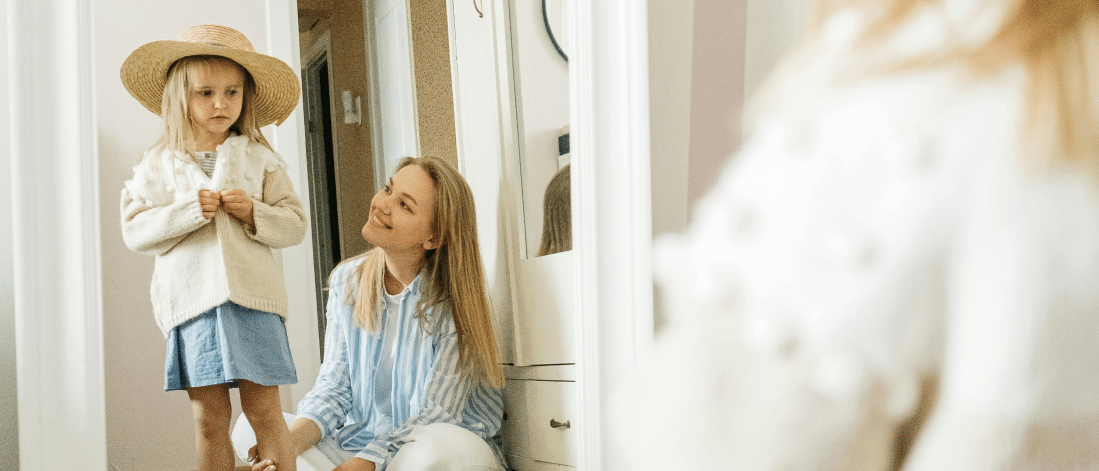 Mother and daughter sharing a creative bonding moment through daily routines